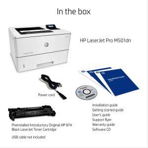 MPN: J8H61A Model: LaserJet Pro M501DN Print speed black: Up to 45 ppm Processor speed 1500 MHz 2-line LCD Display Memory 256 MB