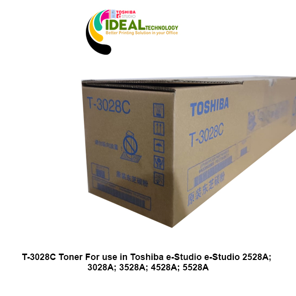 Toshiba T-3028C Black Original & Genuine Toner Cartridge Supplies are specifically designed for the following Models: Toshiba e-Studio 2528A, Toshiba e-Studio 3028A, Toshiba e-Studio 3528A, Toshiba e-Studio 4528A, Toshiba e-Studio 5528A & Toshiba e-Studio 6528A Monochrome Photocopier Machines. It has 700gm weight and maximum yield ± 35000 pages @ 5% average coverage & Get a great value for everyday business Coping / Printing.